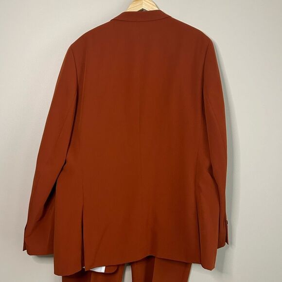SuitShop Burnt Orange Slim Fit Stretch Suit Jacket Pants Set Size 43XL - Picture 9 of 14